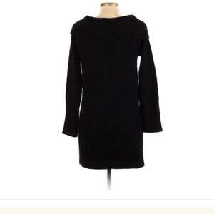 BCBG Black Cowl Neck Cable Knit Bell Sleeve Sweater Dress Mini Tunic